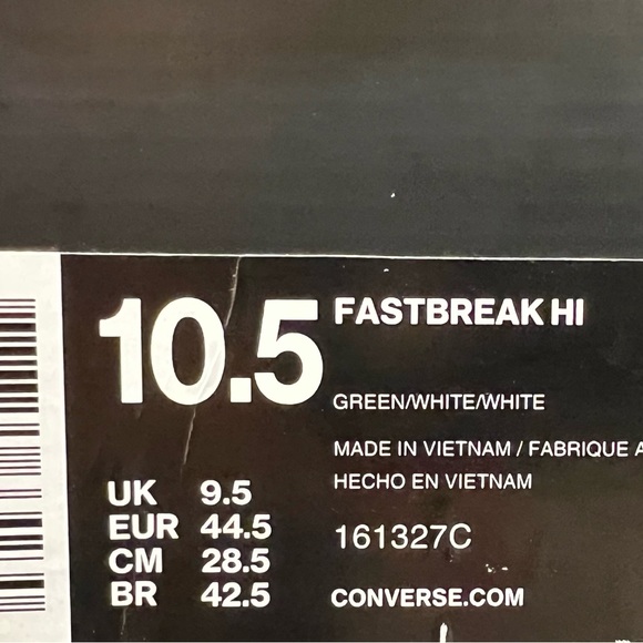 CONVERSE, FASTBREAK HI, 10.5, Green/White/White - Picture 4 of 7